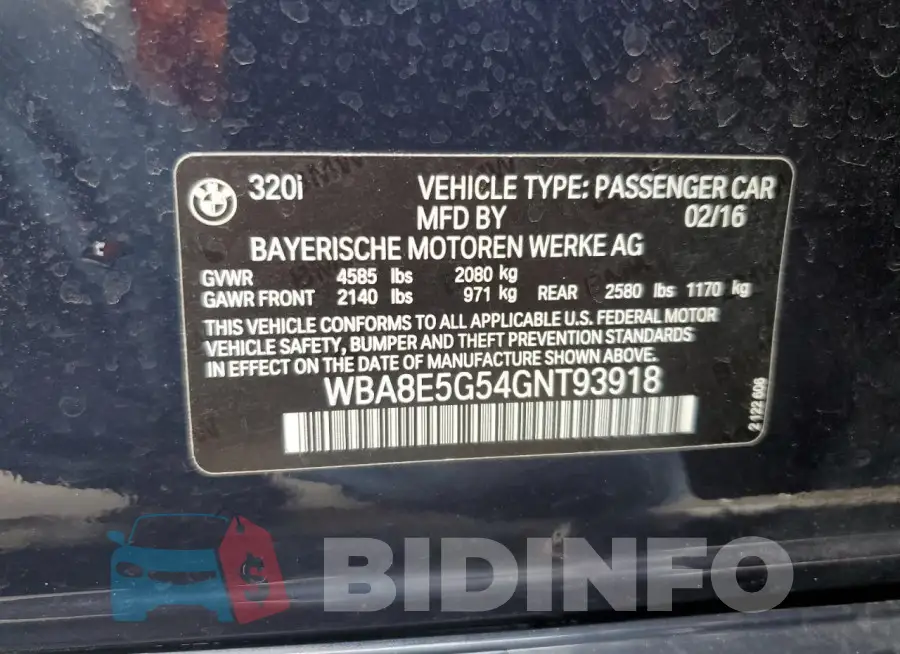 WBA8E5G54GNT93918 Photo# 12
