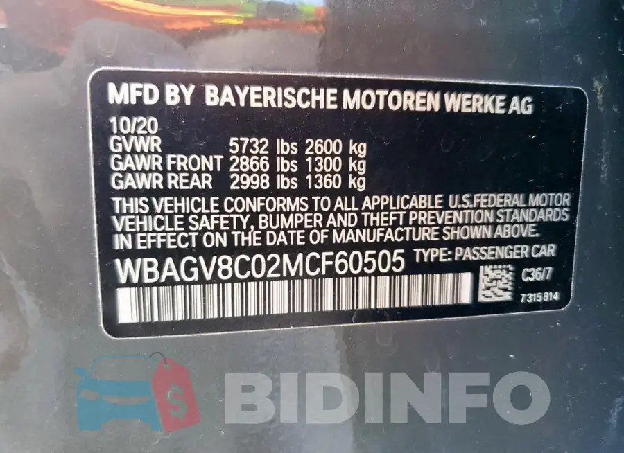 WBAGV8C02MCF60505 Photo# 14