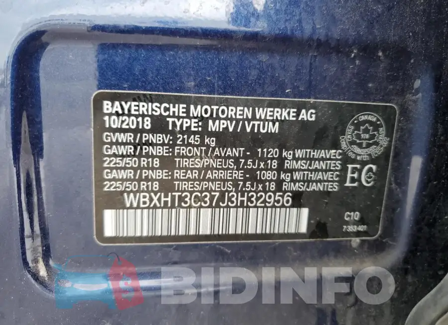 WBXHT3C37J3H32956 Photo# 12