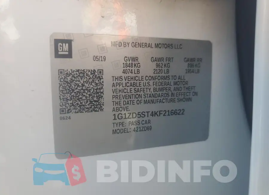 1G1ZD5ST4KF216622 Photo# 12