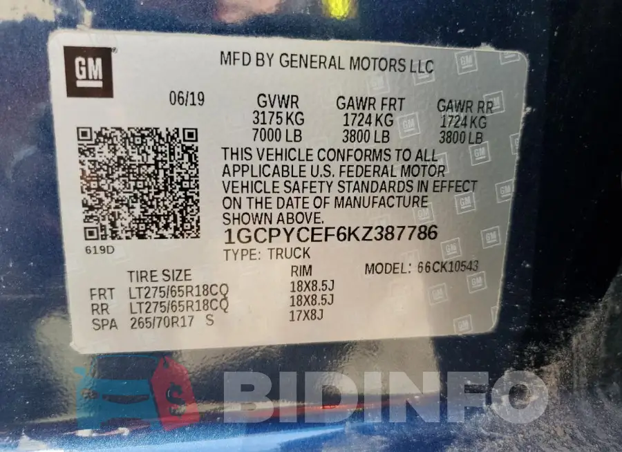 1GCPYCEF6KZ387786 Photo# 13