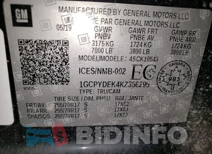 1GCPYDEK4KZ356295 Photo# 13