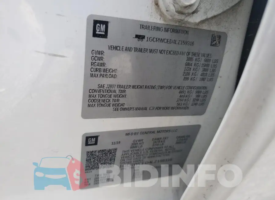 1GCRWCED4LZ159316 Photo# 12