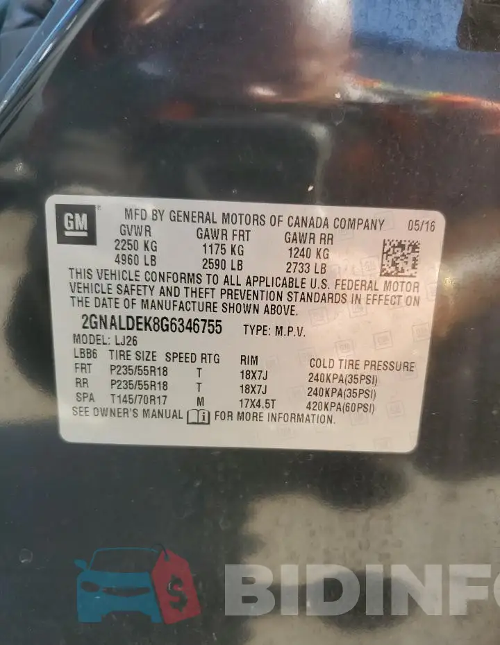 2GNALDEK8G6346755 Photo# 14