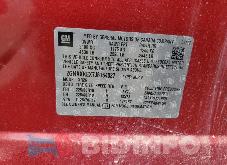 2GNAXKEX7J6154027 Photo# 13