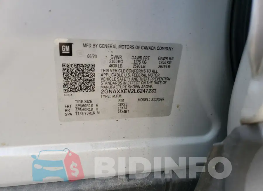 2GNAXXEV2L6247231 Photo# 13