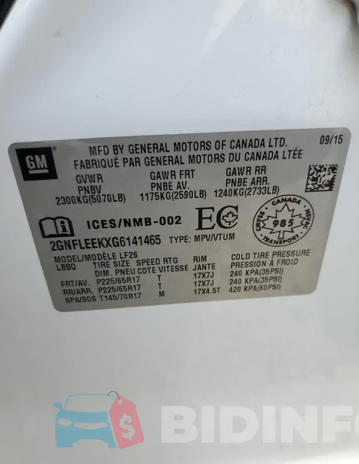 2GNFLEEKXG6141465 Photo# 13