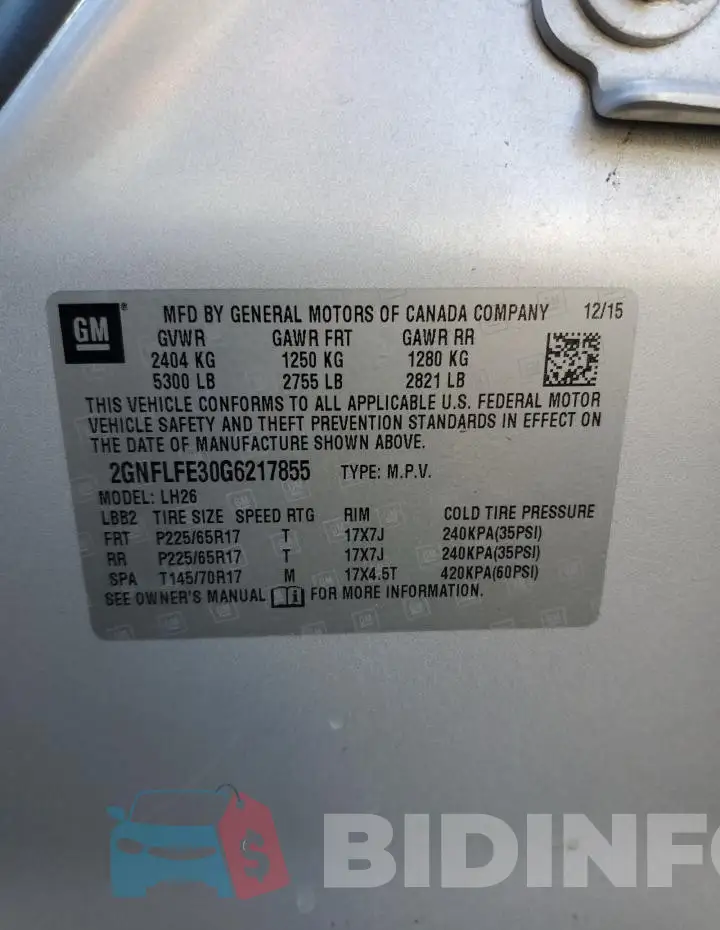 2GNFLFE30G6217855 Photo# 13