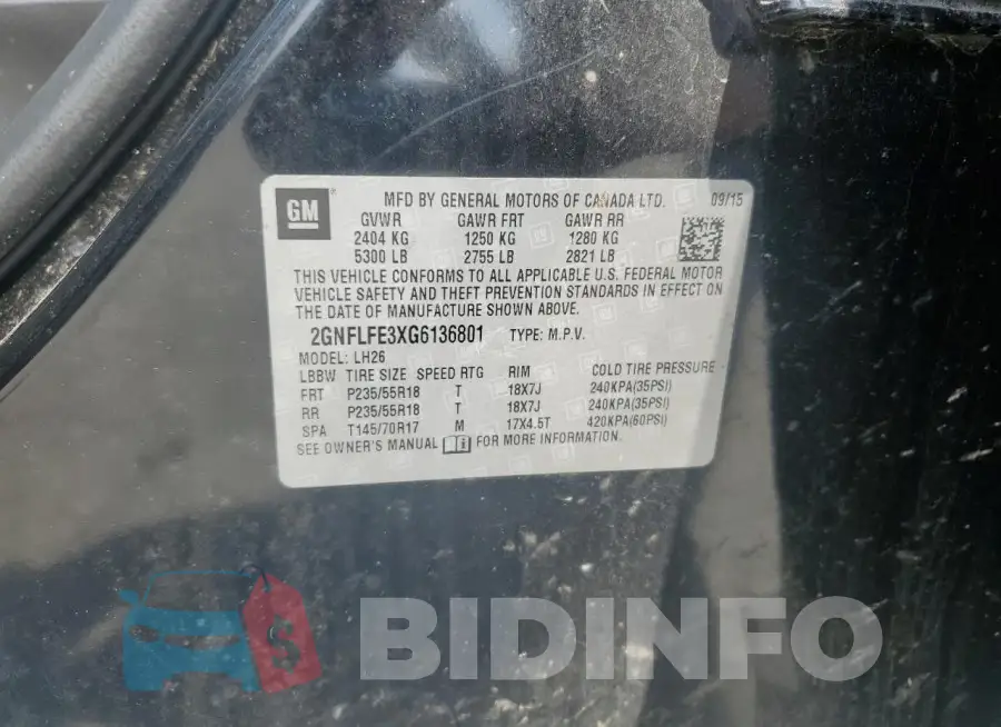 2GNFLFE3XG6136801 Photo# 13
