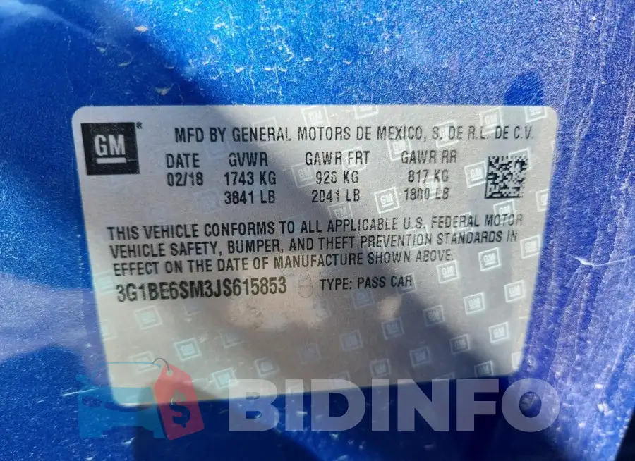 3G1BE6SM3JS615853 Photo# 12