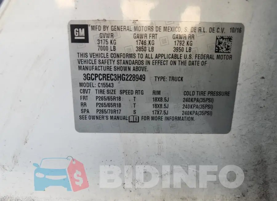 3GCPCREC3HG228949 Photo# 12
