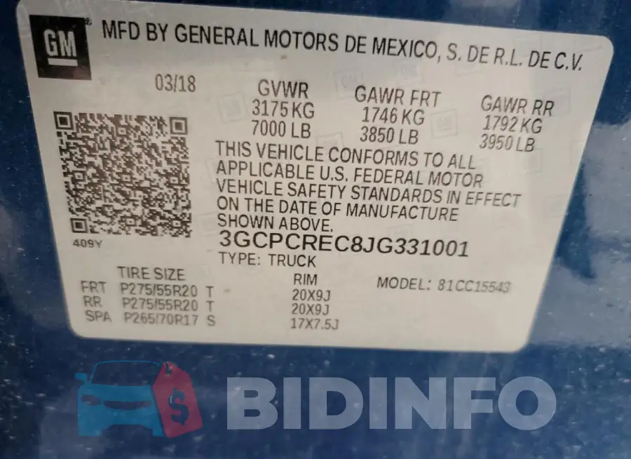 3GCPCREC8JG331001 Photo# 12