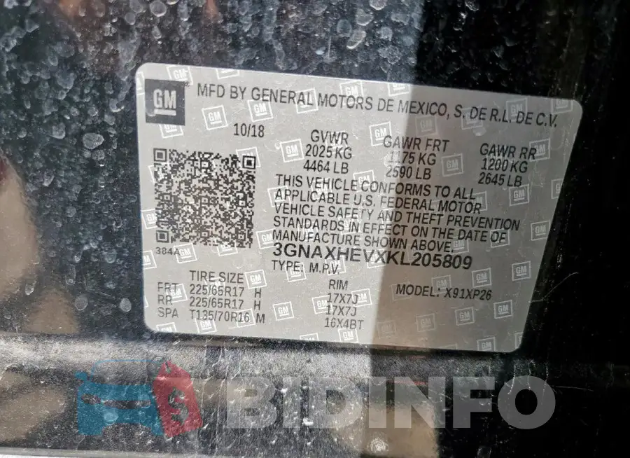 3GNAXHEVXKL205809 Photo# 13