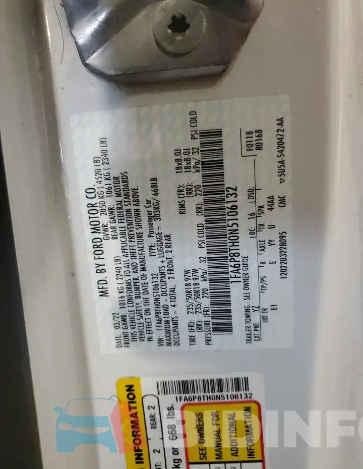 1FA6P8TH0N5106132 Photo# 13