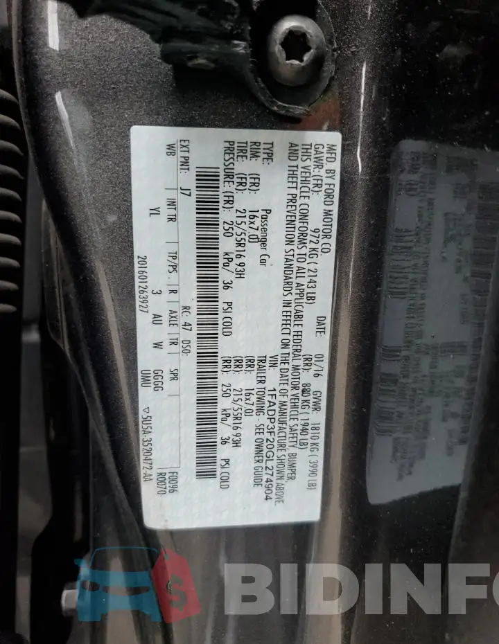 1FADP3F20GL274904 Photo# 12
