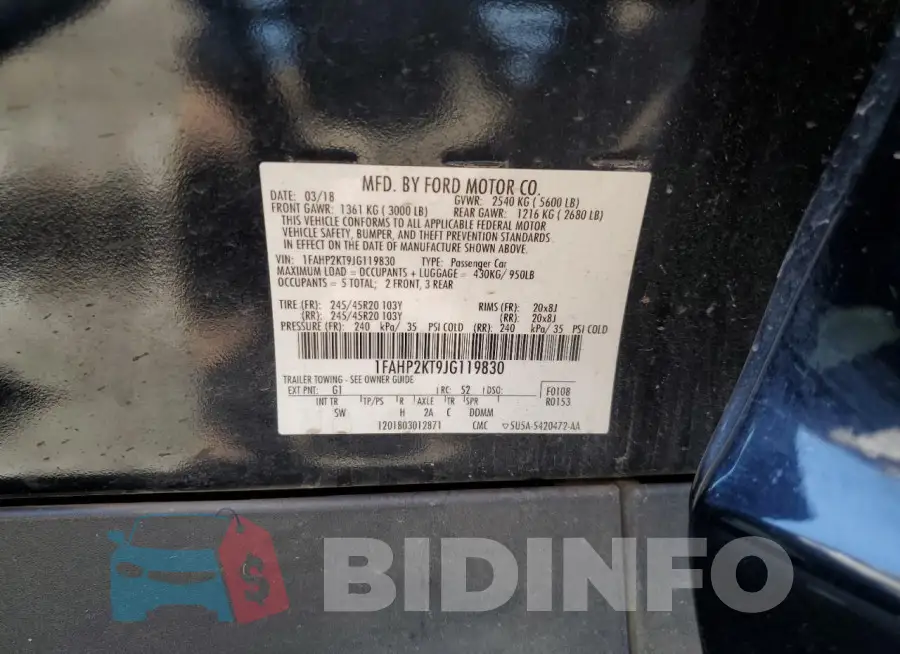 1FAHP2KT9JG119830 Photo# 12