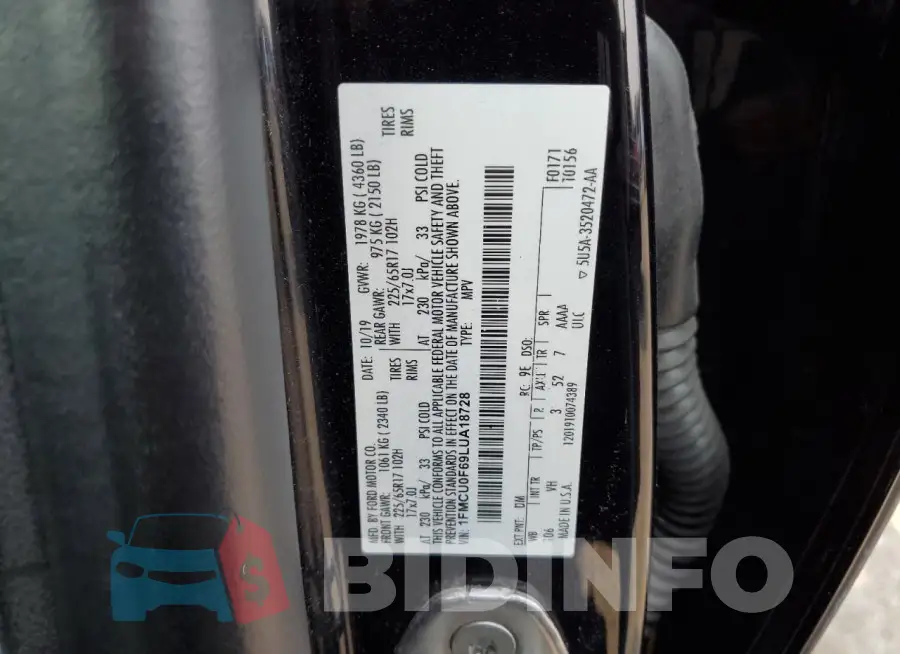 1FMCU0F69LUA18728 Photo# 13