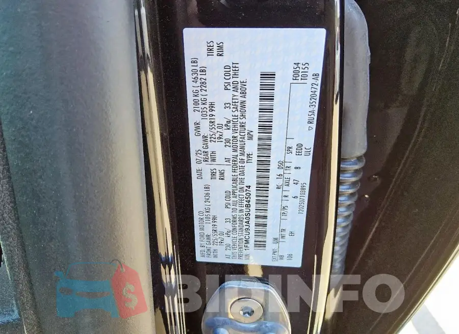 1FMCU9JA0SUB45074 Photo# 14