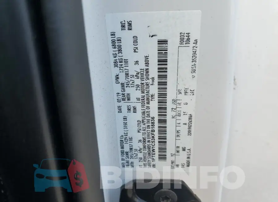 1FTEW1C53KFB18836 Photo# 12
