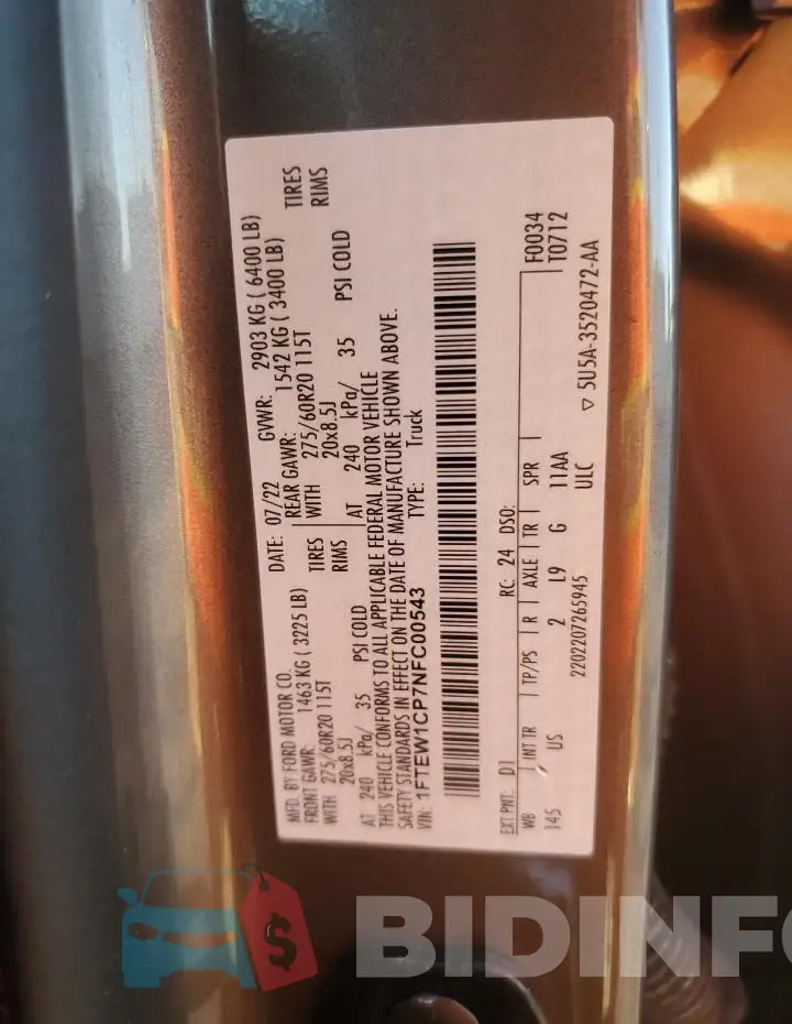 1FTEW1CP7NFC00543 Photo# 12