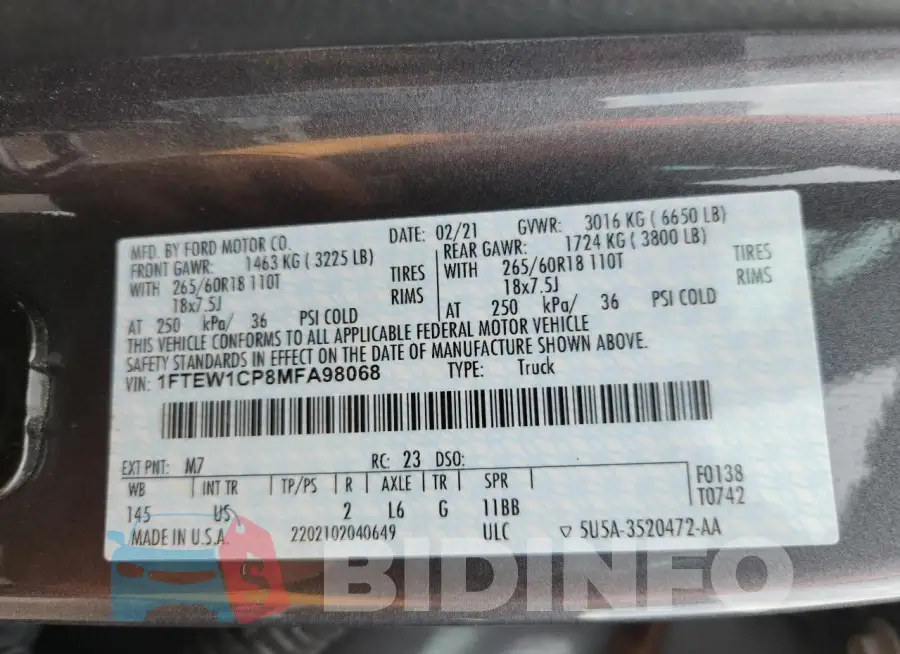 1FTEW1CP8MFA98068 Photo# 12