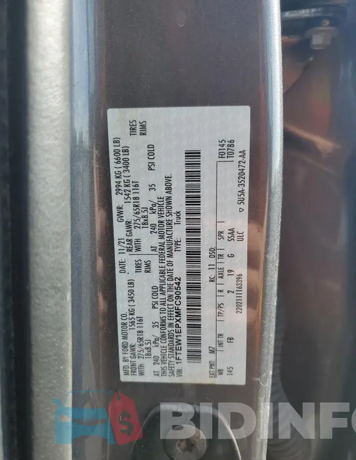 1FTEW1EPXMFC90542 Photo# 12