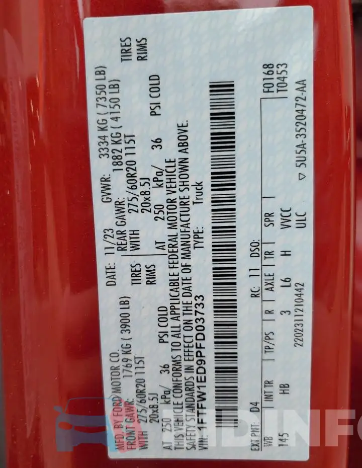 1FTFW1ED9PFD03733 Photo# 12