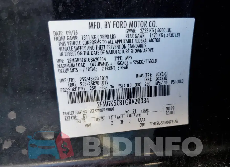 2FMGK5C81GBA20334 Photo# 13