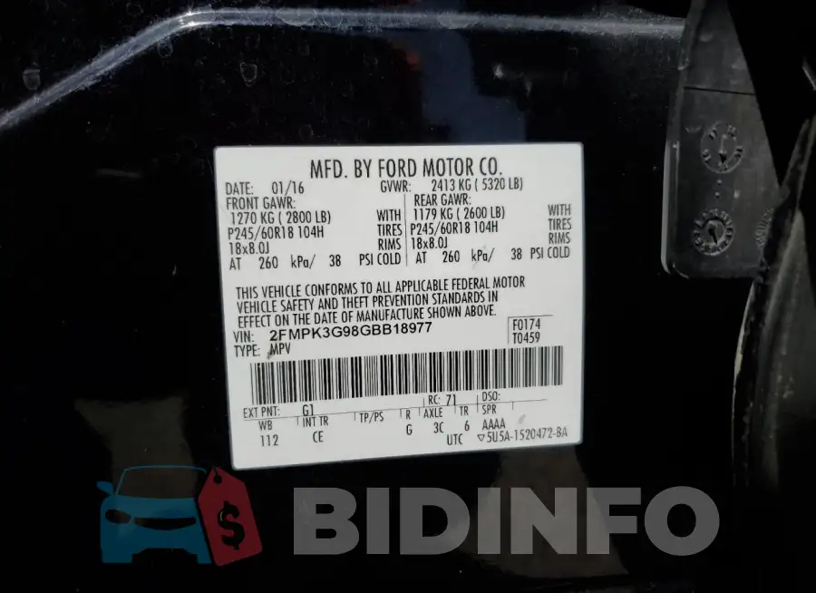 2FMPK3G98GBB18977 Photo# 13