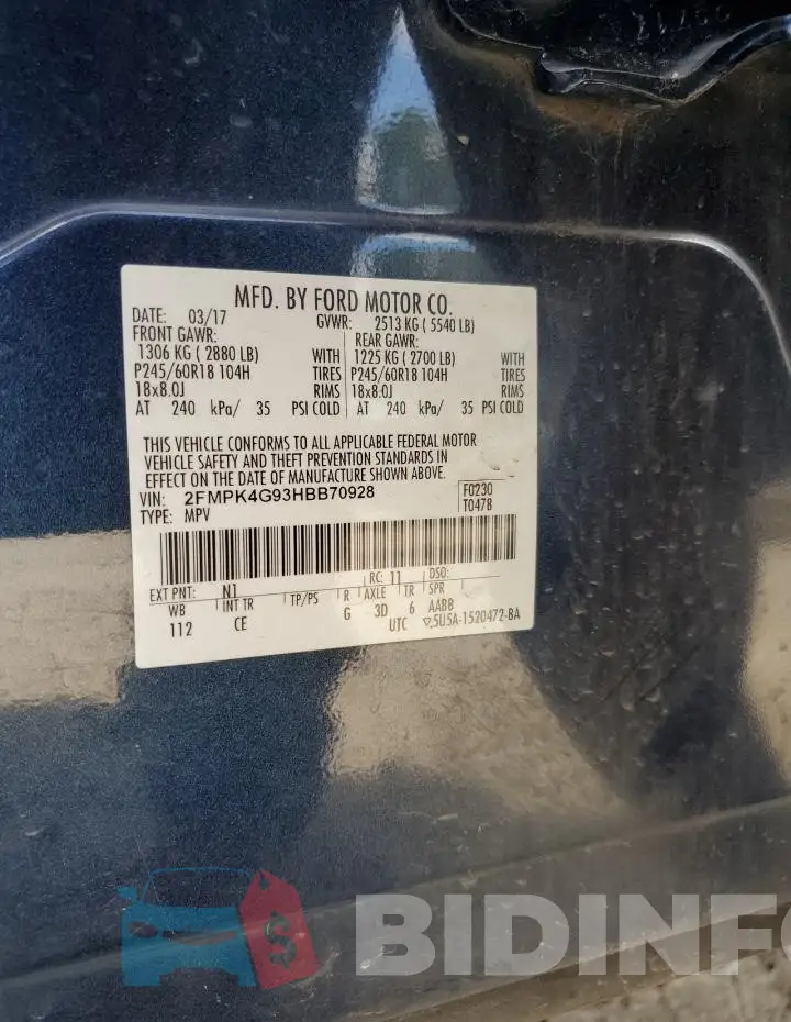 2FMPK4G93HBB70928 Photo# 12