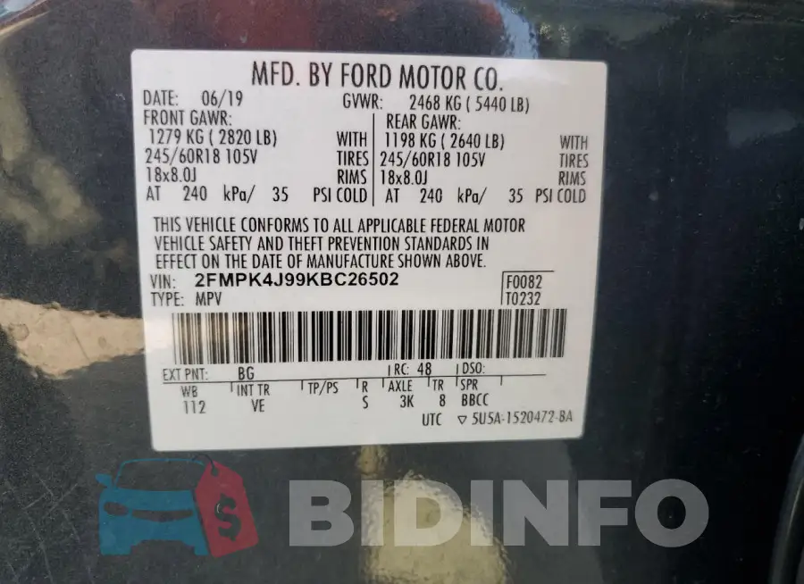 2FMPK4J99KBC26502 Photo# 14