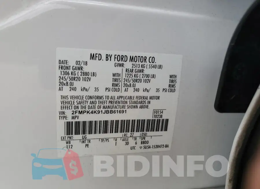 2FMPK4K91JBB61691 Photo# 14