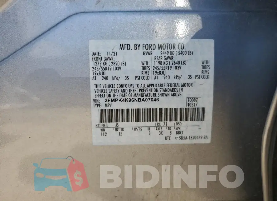 2FMPK4K96NBA07046 Photo# 12