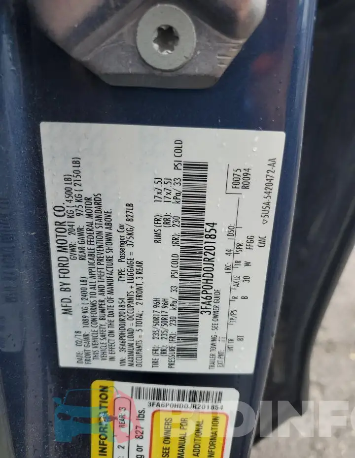 3FA6P0HD0JR201854 Photo# 12