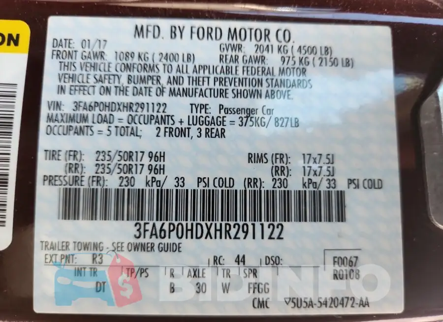 3FA6P0HDXHR291122 Photo# 12