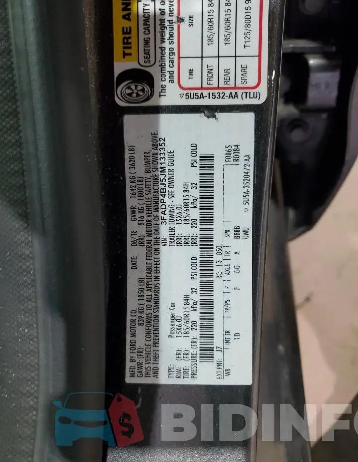 3FADP4BJ5JM133352 Photo# 12