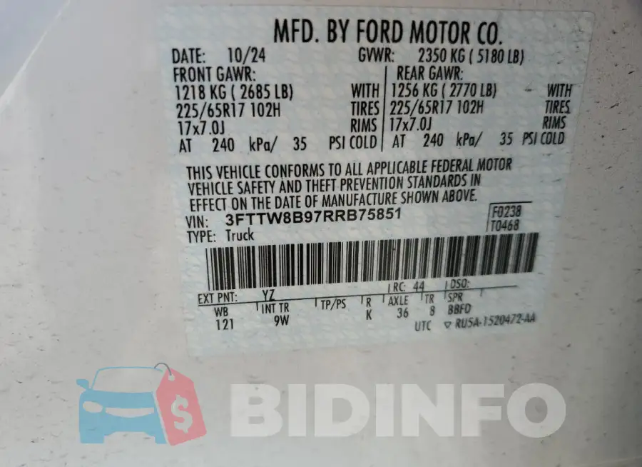 3FTTW8B97RRB75851 Photo# 12