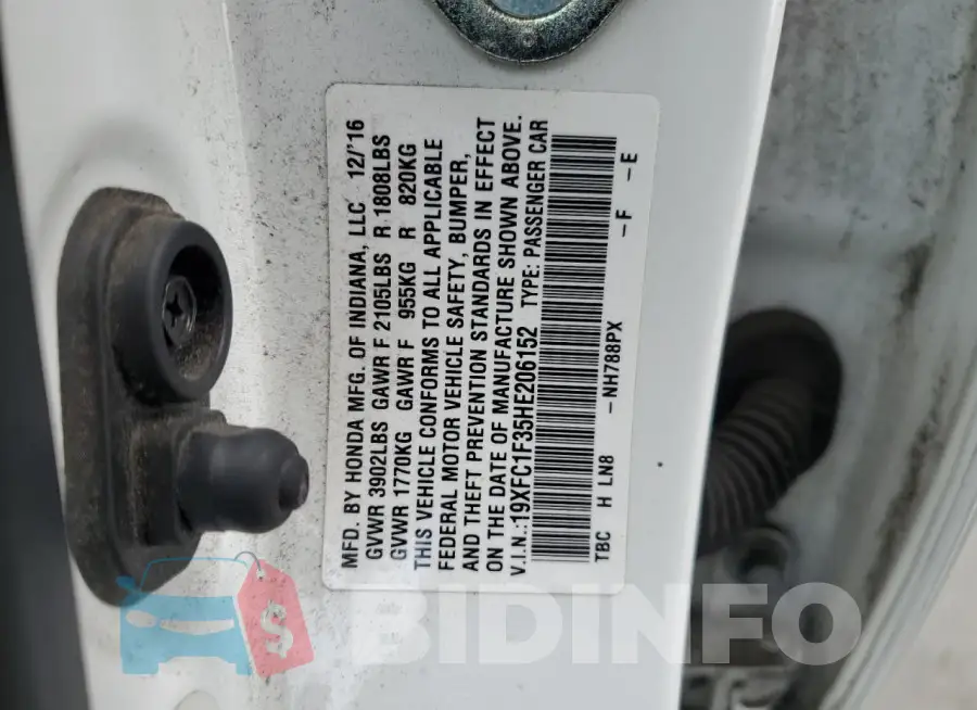 19XFC1F35HE206152 Photo# 12