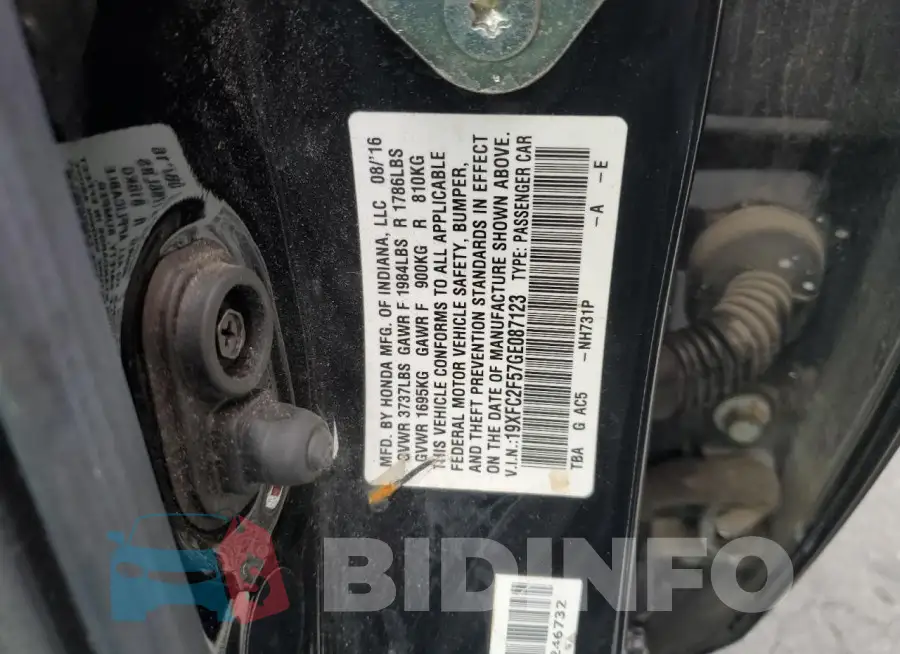 19XFC2F57GE087123 Photo# 12