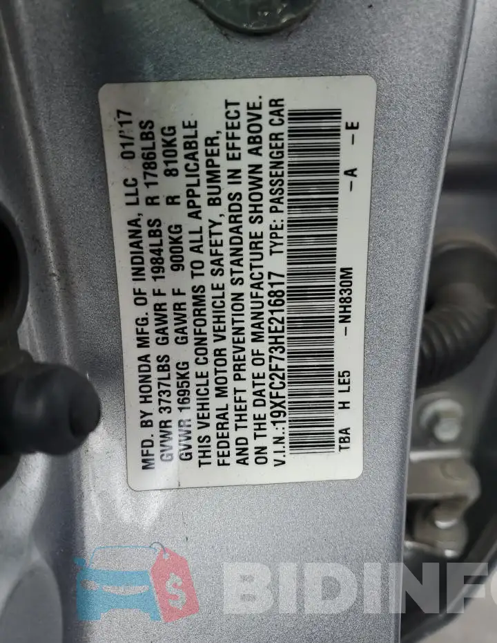 19XFC2F73HE216817 Photo# 12