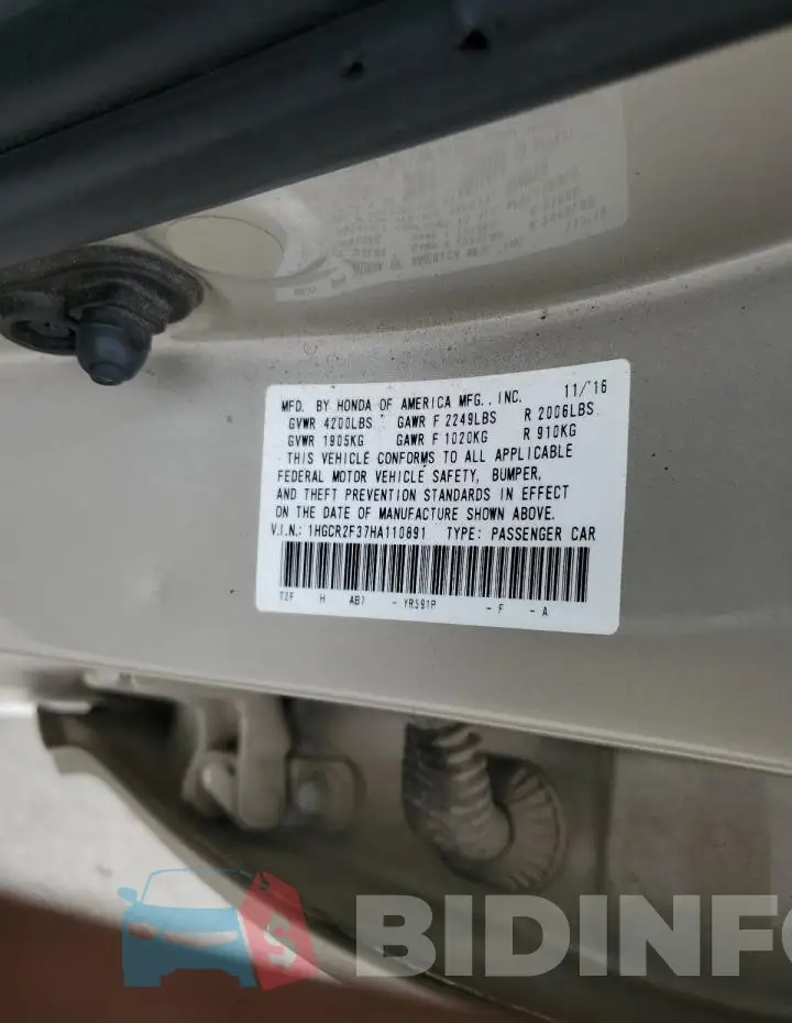 1HGCR2F37HA110891 Photo# 12