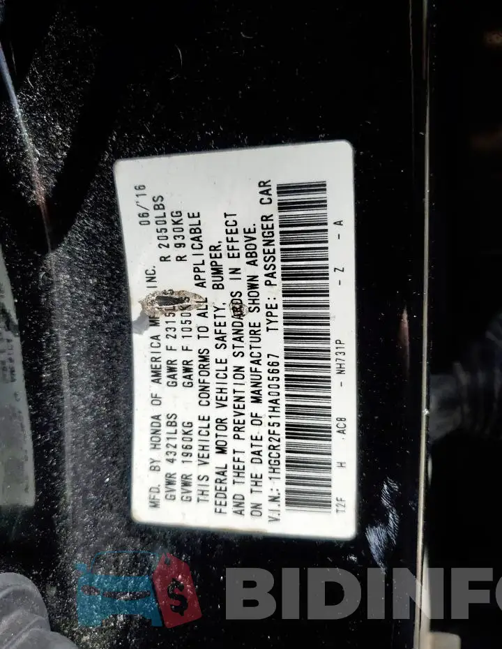 1HGCR2F51HA005667 Photo# 12
