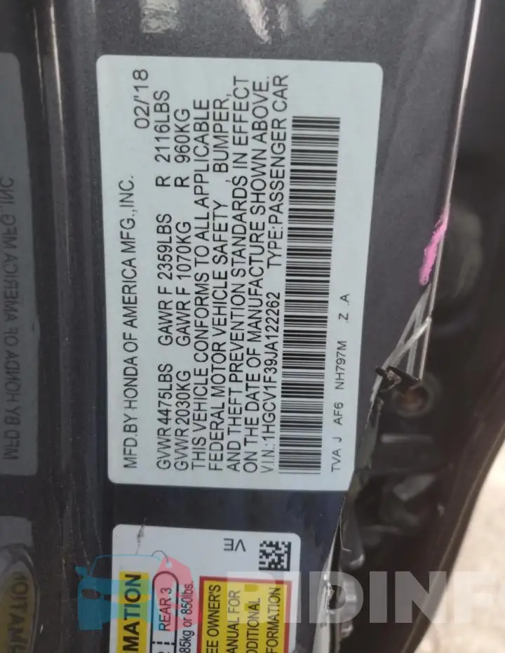 1HGCV1F39JA122262 Photo# 13