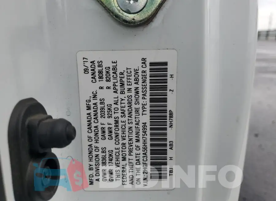 2HGFC3A56HH754994 Photo# 12