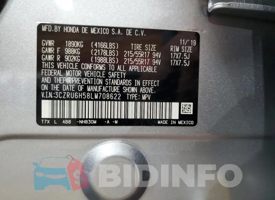 3CZRU6H58LM708622 Photo# 14