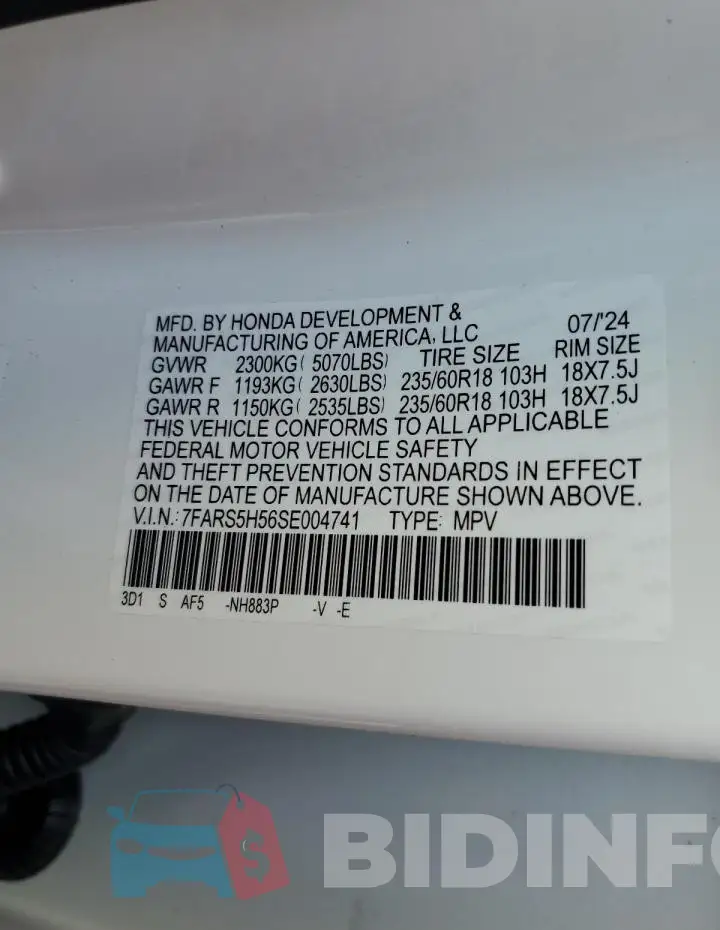 7FARS5H56SE004741 Photo# 13