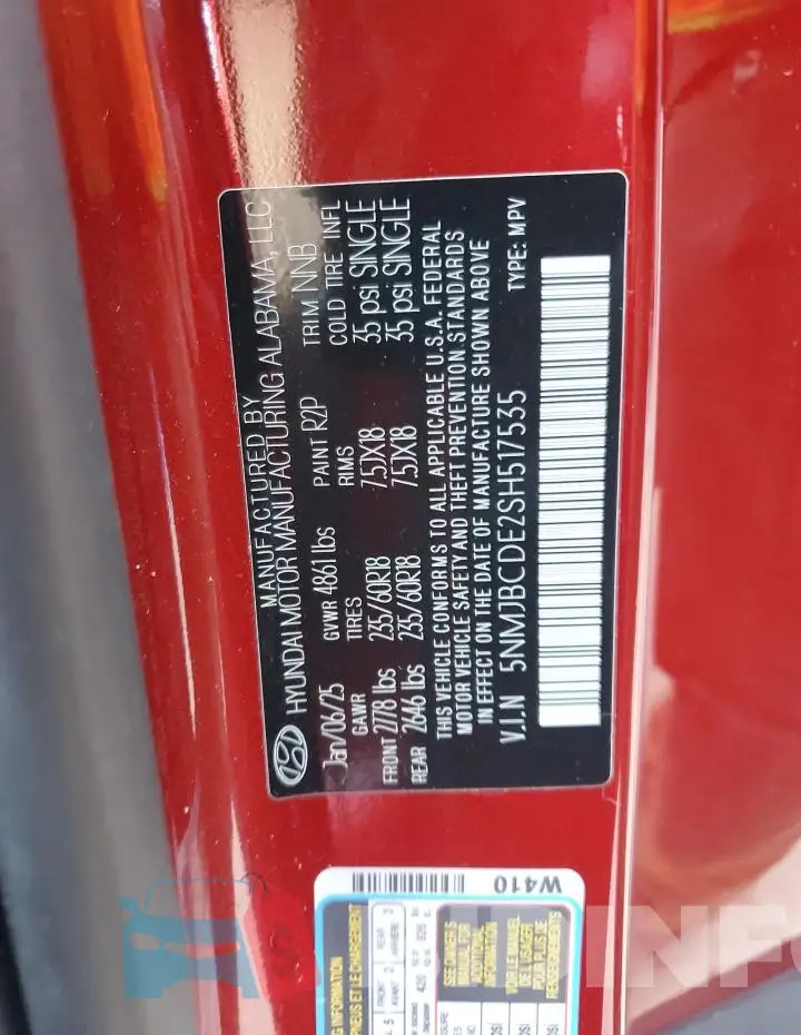 5NMJBCDE2SH517535 Photo# 13