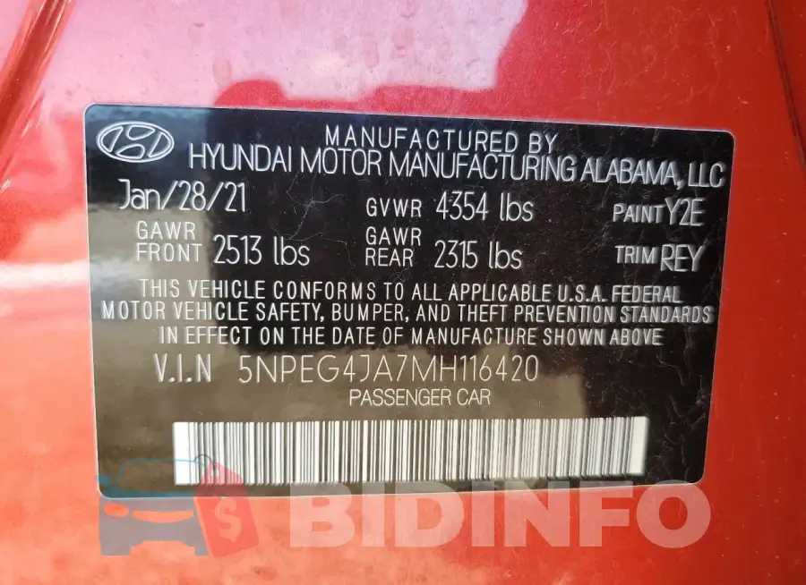 5NPEG4JA7MH116420 Photo# 12