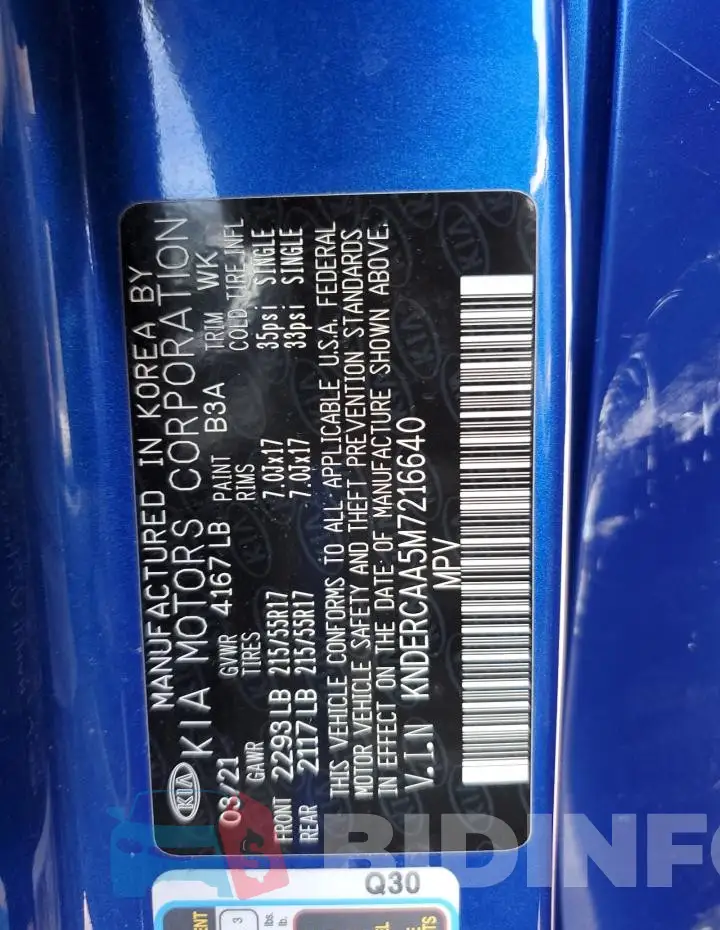 KNDERCAA5M7216640 Photo# 13