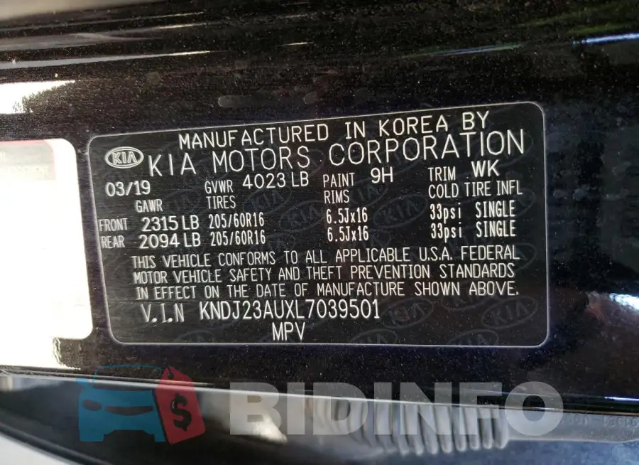 KNDJ23AUXL7039501 Photo# 13